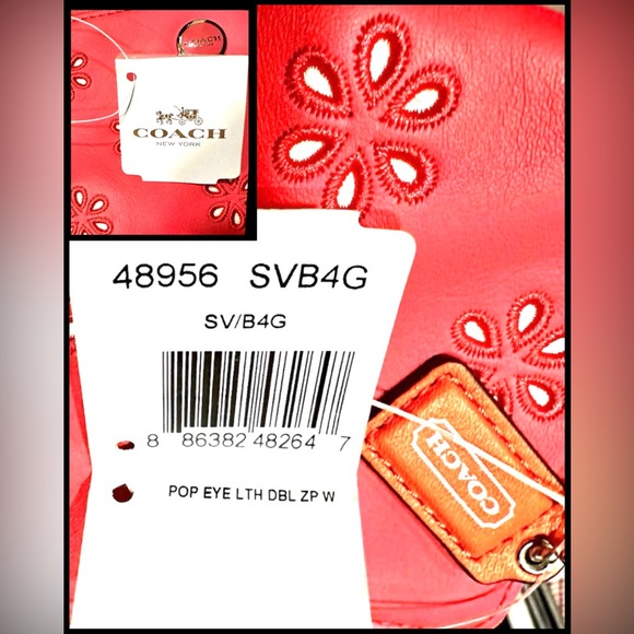 Coach POPPY Flower Eyelet Wrislet Wallet Vintage Pink Orange NWT - Picture 15 of 15